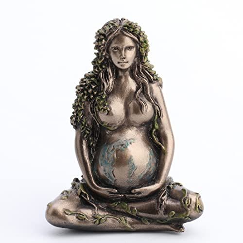 Veronese Design Figura de Resina con Acabado de Bronce Pintado de la Madre Tierra Gaia sentada