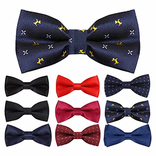 Probuk Niños Pajarita 10 * 5cm Poliéster Clásico Lazo Ajustable en Color Liso con Cierre de Gancho Elástico Fancy Pajaritas Lisas para Fiesta de Boda/Casual/Formal/Ocasiones de Negocios
