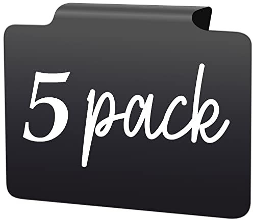 IRICUS 5 Pack Basket Labels Clip On - Clip Labels for Storage Baskets - Bins - Boxes - Pantry Labels - Plastic Chalkboard Tag Labels - Clip On Blackboard Labels - Box Labels Clip On Black