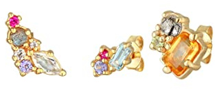 Elli Ohrringe Damen Ohrstecker Set Bunt mit Labradorit, Topas, Mondstein in 925 Sterling Silber