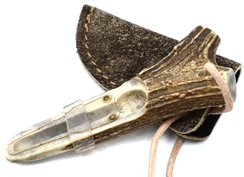 K & S Fiepblatter - Hoja de caza de hojas de cuerno de ciervo con estuche de piel
