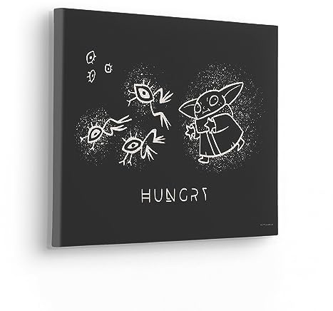 Komar Komar Stretcher Frame Picture - The Mandalorian Grogu Snackin' - Size 40 x 30 cm - Children's Room Picture, Wall Picture, Children's Room