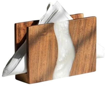 HOMEANCE Serviettenhalter Holz Epoxidharz, Serviettenspender Tischdeko