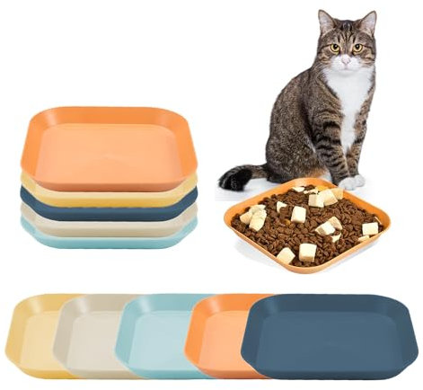 Katzenschüssel 10 Stück Katzennapf Flach, Fressnapf Katze Quadrat (14.5 X 14.5 X 1.5cm) Katzenfutter Napf, Katzenteller für Kätzchen, Kurzbeinige, Welpen oder andere Kleintiere