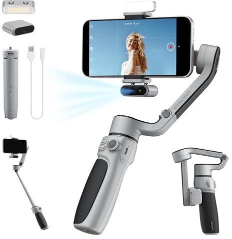 ZHIYUN CINEPEER CQ5 Combo [Official]Estabilizador de Movil con Asistente de Voz, Seguimiento AI, Luz de Relleno, Estabilizador Telefono con Varilla de Extensión 215mm, Gimbal Movil con iPhone/Android