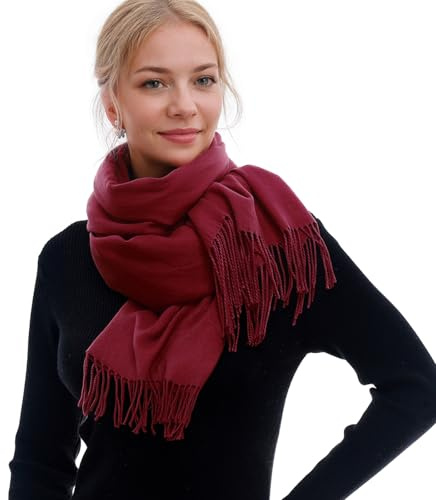 RIIQIICHY Echarpe Femme Hiver Echarpes et Foulards Bourgogne Écharpe Chaud Grosse Cachemire Chale Etole Pashmina