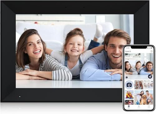 FUNCARE Digitaler Bilderrahmen WLAN 10.1 Zoll, 1280x800 IPS Touchscreen Photo Frame, 32GB Speicher, Automatische Drehung, Wandmontagefähig, Gemeinsamen Nutzung von Fotos und Videos