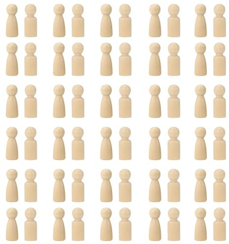 60 Stück DIY Holzfiguren zum Bemalen und Basteln,Holzfiguren Puppen,DIY natürliche Holzfiguren,Unvollendete Holz Familie Figuren,Holzfiguren zum Bemalen,Holzfiguren Puppen für Geburtstag Dekoration