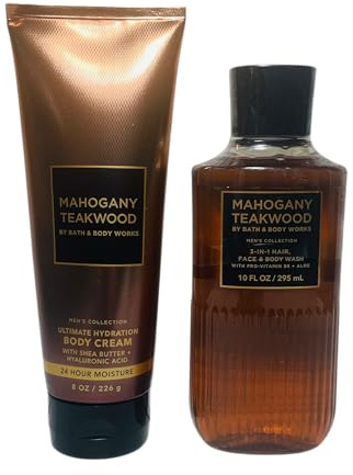 Lot de 2 savons capillaires 3 en 1 pour homme - Crème visage et corps en teck et bois d'acajou