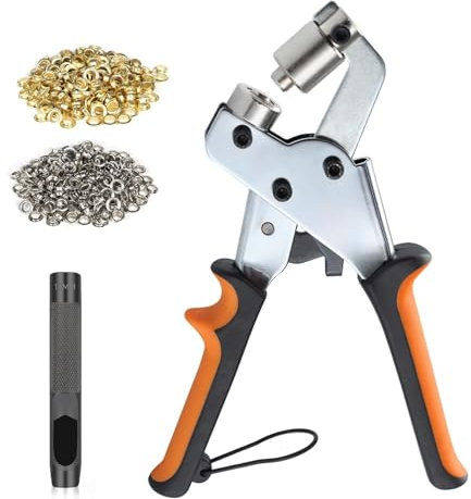 Kit de pinces à œillets et œillets, pinces à œillets pour bâches avec 200 ou 500 œillets, ensemble de pinces à œillets portables de 10 mm, pince perforatrice à œillets portative, pour ceintures, toile