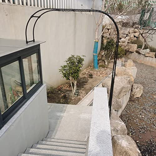 Arche de jardin en métal noir gazebo hauteur 2,1 m support de mariage plante décoratif rose demi-arc large 210 cm profondeur 40 cm