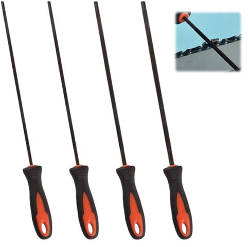 Lot de 4 Lime pour Chaine de Tronconneuse, 3,2mm/4,0mm/4,8mm/5,5mm Lime Tronconneuse, Lime Chaine Tronconneuse avec Poignée,Lime Affutage Chaine Tronconneuse pour Agrandir Les Ouvertures Rondes