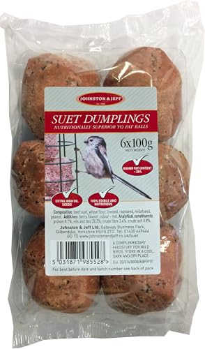 Johnston & Jeff 6 pack Suet Dumplings (Wrapped) Wild Bird Food Wildlife