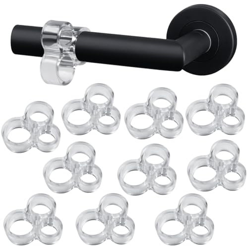 JCF Parachoques de manija de puerta, 10 PVC tapones claros en manija de puerta con 3 tamaños diferentes de agujeros, Protectores flexibles de manija de puerta para cocina, baño, dormitorio y oficina