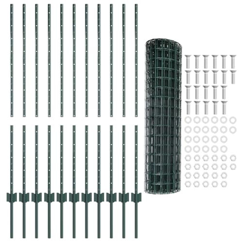 vidaXL Valla Euro con 11 postes U Verde 1.2 x 25m. Cercas de jardín de acero recubiertas de PVC. Son duraderas y fáciles de instalar. Perfectas para cerrar patios o jardines. Barrera de terraza exter