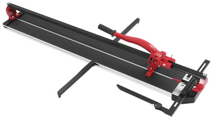 Tagliapiastrelle, lunghezza di taglio 120 mm, spessore 4-15 mm, tagliapiastrelle manuale in alluminio con funzione di posizionamento regolabile e impugnatura in gomma antiscivolo (rosso)