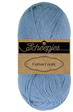 Scheepjes Cotton Create 1x50g - Couleur 506 Stitch, Bleu - Fil à Crocheter et à Tricoter
