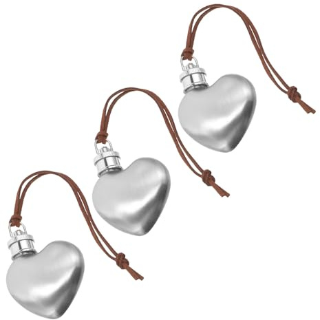 BESPORTBLE Mini Fiaschetta Portachiavi in Acciaio Inox a Forma di Cuore 30Ml Set 3 Pezzi Borraccia Tascabile per Liquori per Campeggio Viaggi e Uso Quotidiano