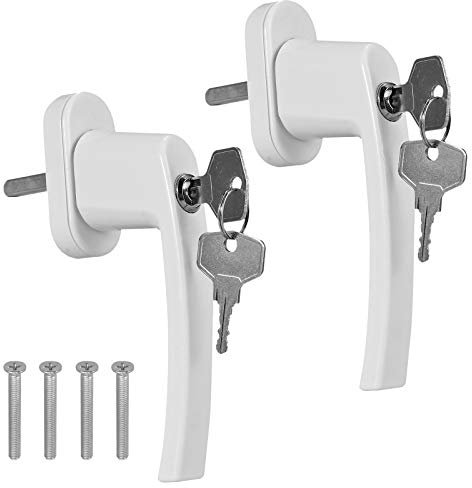 CAMWAY Fenstergriffe, 2 Stück abschließbare Fenstergriffe, mit Schloss in Stiftlänge 35mm, Kindersicherung Fenstersicherung für Kinder Diebe, für alle gängigen Fenster und Balkontüren