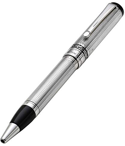 Xezo Tribune Twist Action Stylo à bille Pointe moyenne Corps en argent sterling massif avec pièces plaquées platine pur Fabriqué à la main Édition limitée à 300 exemplaires
