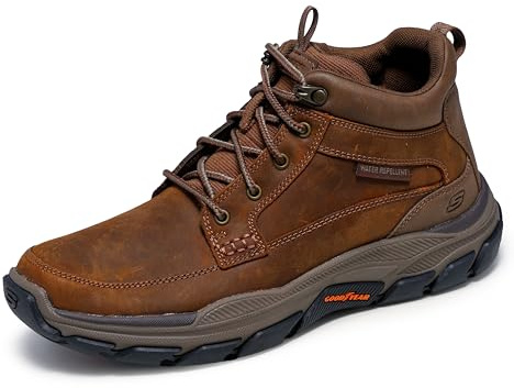 Skechers Men's Respected Boswell Mid Top Leather Moc Toe Lace Up Boot - Cdb - 10.5 Medium