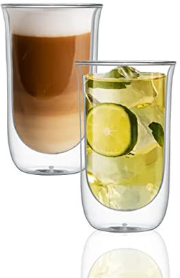 Bewunder Milano Latte Macchiato Thermogläser set (2 x 350ml) aus Doppelwandige Gläser 2 Stück (ohne Henkel)