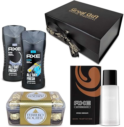 GreatGift® Geschenkpaket für ihn, AXE Geschenkset mit Schokolade in Luxusverpackung
