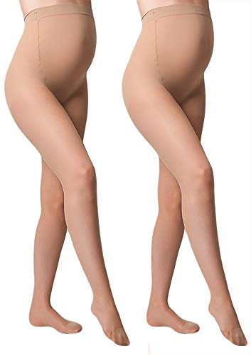Giulia 20 | 40 | 100 DEN Gravidstrumpbyxa för gravida kvinnor, 20 den (uppsättning av 2) beige, XL