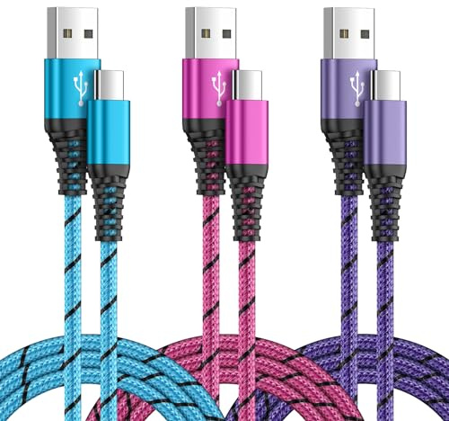 USB Typ C Kabel Schnellladekabel für Samsung Galaxy A55/A54/A56/A17/A16/A15/S25/S24/S23/S22/S21/S10/A34,[3 Stück 0.9M] USB C Handy Ladekabel Fast Charge USB C Datenkabel für Google Pixel,Xiaomi,Huawei