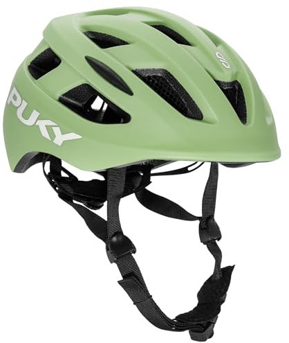 PUKY Helmet S Grün | Kinder Fahrradhelm 48-55 cm | Leichtgewicht 220g | Maximaler Schutz & Belüftung | 360° Sichtbarkeit durch Licht-Modul | Ideal für Sicherheit und Komfort auf dem Fahrrad