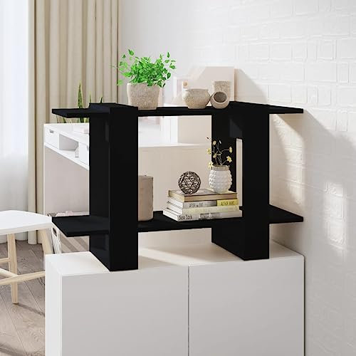CKioict Eckvitrine Modernes Standregal Wohnzimmermöbel Bücherregal/Raumteiler Schwarz 80x30x51 cmfür Wohnzimmer, Schlafzimmer, Büro