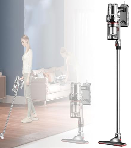 Aspirapolvere verticale senza sacco, aspirapolvere a batteria da 2000 W, contenitore for la polvere da 1,1 l, 5 filtri efficaci, altezza regolabile, for tende, divani, pavimenti in legno, tappeti