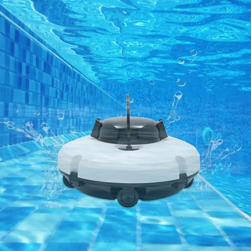 ROMYIX Cordless Robotic Pool Vacuum, Powerful Suction Pool Cleaner Vacuum 5200mAh Battery Lasts 120 Mins, Self-Parking,Pool Cleaner for Flat-bottom Swimming Pools,above Ground/In-ground Pools