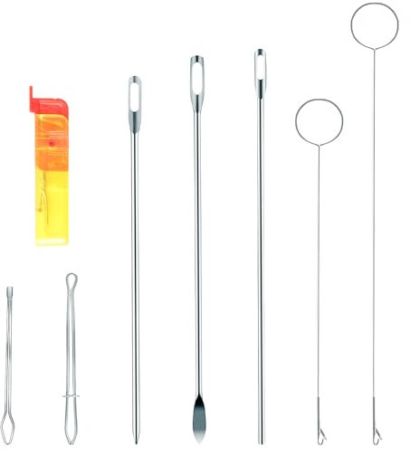 8 Stück Nähschlaufen Set,Einfädelhilfe Nadeln Einfädler Kordelzug Einfädler Set,Edelstahl-Nähschlaufenwenderhaken,Durchziehnadel Loop Turner-Haken mit Riegel Strickzubehör für Gürtel Hoodies DIY