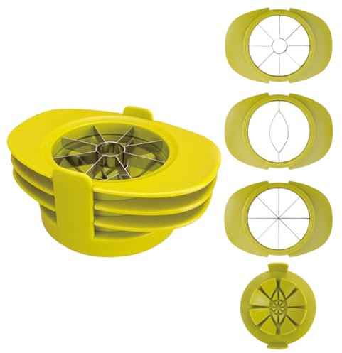 4 in 1 Fruit Cutter Slicer, Mango Apple Tomato Corer Slicer, Multifunctional Kitchen Tool for Fruit & Vegetable Cutting (Yellow)