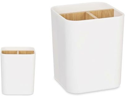 Prigomar Portalápices Escritorio, Organizador Escritorio, Portacepillos de Dientes, Vaso Cepillo de Dientes, Porta lapices, Bote Lápices para Oficina, Accesorios Para Baño (Blanco, Pequeño)