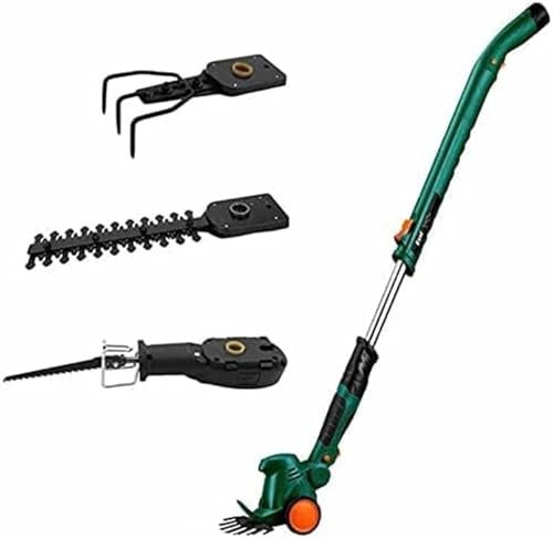 LKYLGYU Cortadoras de césped, podadoras de jardín 4 en 1, cortacésped, Cortasetos, motosierras, escarificador, cortacésped eléctrico inalámbrico con Rueda y batería de 2 Ah.