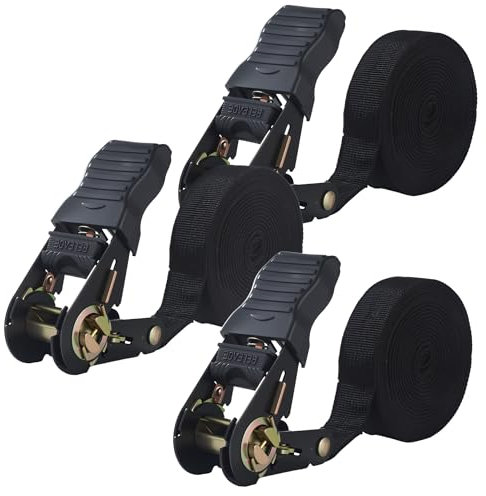 3 Piezas Correas de Trinquete 6m, capacidad de carga 1000kg, Cinchos,Cinchas de Amarre, Eslingas con Carraca,Cinchas de Sujeción de Carga para Baca,Equipaje,Lonas,Correas tensoras según DIN EN 12195-2