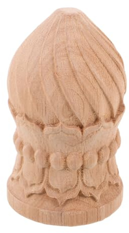 Baluue Remate de Piña Tallado en Madera Maciza sin Terminar 5X9 CM Remate Decorativo Redondo para Postes de Escalera Interiores Balaustres para Manualidades y Decoración Clásica