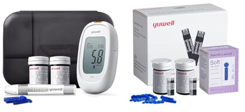 yuwell Blood Sugar Monitor, Diabetes Testing Kit with Test Strips x 100 and Lancets x 100, Blood Glucose Meter Ideal for Home Use, Batteries Include (Model 582)