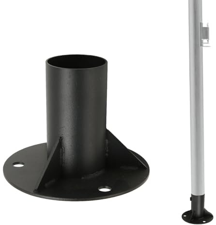 Brida de piso de poste de cerca de alambre, brida de base de acero sólido pesado, poste de cerca, soporte de concreto para sujetar postes redondos de bandera de buzón (65mm)