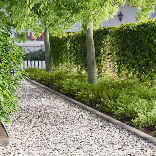 Ziaphsol 10 piezas de acero plateado 103 x 10 cm con recubrimiento en polvo para bordes de jardín, bordes de parterres y caminos
