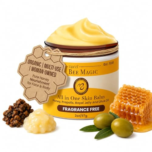 Sweet Bee Magic Organic Honey Bee Balm for Face, Skin & Body - All in One Honey Balm - Beeswax Body Moisturizer - All Natural Aid - 1 jar (2oz)