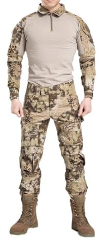 NoGa Tarnkleidungsset bestehend aus Jacke und Hose, mit Camouflage-Muster, Militär-Stil, weich, atmungsaktiv, verschleißfest, Desert Python Camouflage, M