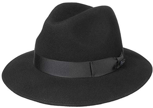 Lipodo New York Traveller Filzhut Wollfilzhut Damen Herren Made in Italy Sommer Winter schwarz M (56-57 cm)