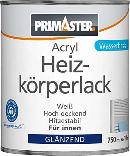 Primaster Acryl Heizkörperlack 750ml Weiß Glänzend Heizkörperfarbe Heizungslack