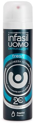 Infasil Uomo Derma 48H Fresh, Deodorante Uomo Spray, Fragranza Fresca con Molecola 2C e Betaciclodestrina che Assorbe gli Odori, Efficacia fino a 48H, Freschezza Intensa, 150 ml.