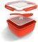 Rotho Memory Microwave Cuoci Riso con Coperchio e Cucchiaio per Microonde, Plastica (PP) senza BPA, Rosso/Trasparente, 2.5 L, 19.5 x 19.5 x 12.1 cm