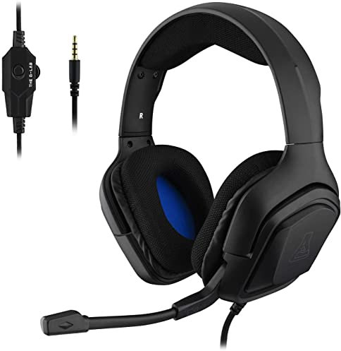 THE G-LAB Korp Cobalt Gaming Headset - Stereo Mikrofon, Ultraleicht, Ultra Bass Stereo Headset - 3,5 mm Klinke für PC PS4 PS5 Xbox One Mac Nintendo Switch Tablet Smartphone (Schwarz)