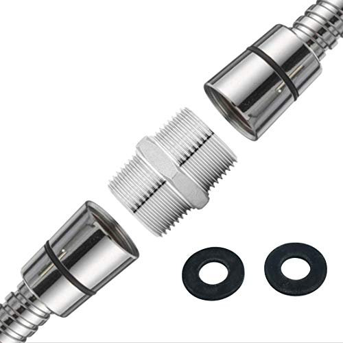 ZOTTI Shower Hose Extension Bracket - 1/2 x 1/2 | Chrome Plated Brass l Standard Hose Extender & Makes Hoses Longer | Rust Proof | Universal Standard Fitting | Easy DIY & Includes Fittings